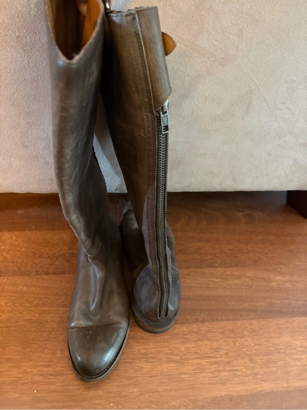 Frye Brown Leather Knee-High Riding Boots